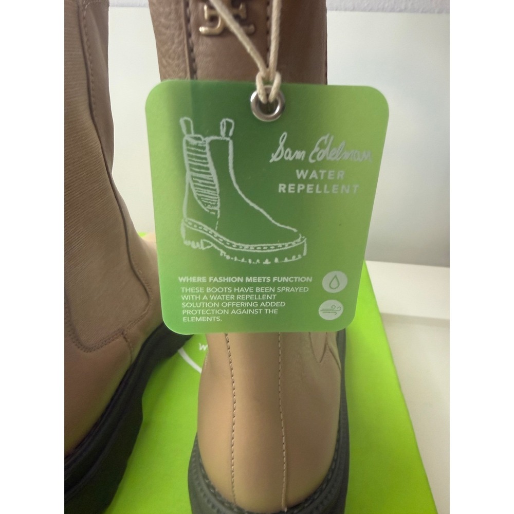 Sam Edelman Wellington Sesame Leather Water Repellent Lug Sole Boots 8.5 NEW - Picture 6 of 10